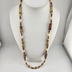 Vintage Acrylic Bead Earth‎ Tones Boho Necklace